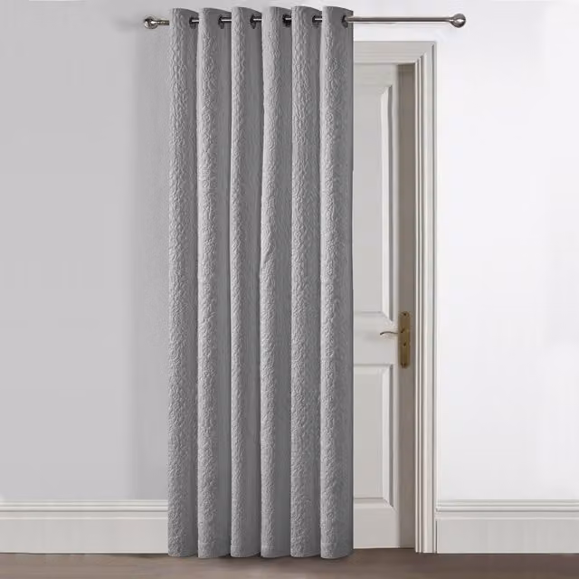 Velosso Grey Opaque Rod Pocket Fabric Panel Curtain