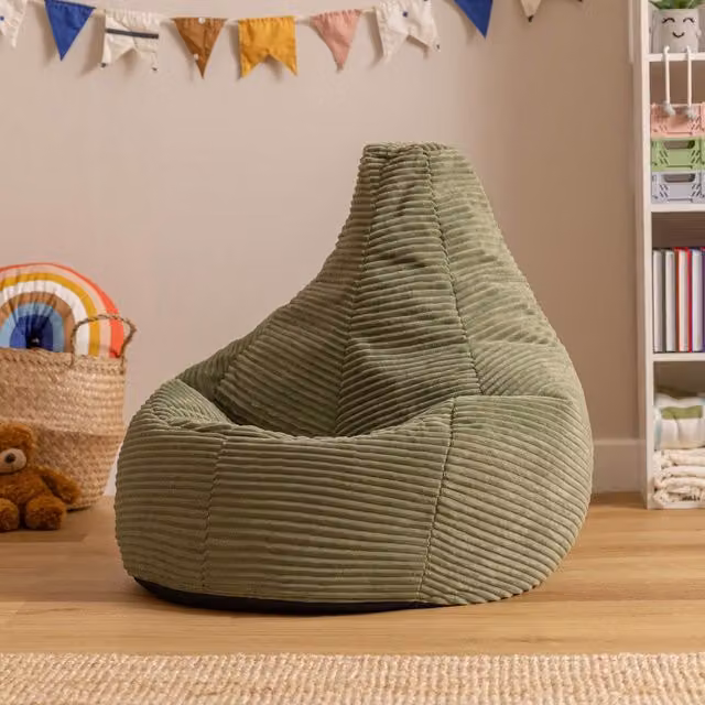 ICON Kids Dalton Corduroy Bean Bag in Green with Removable Cover