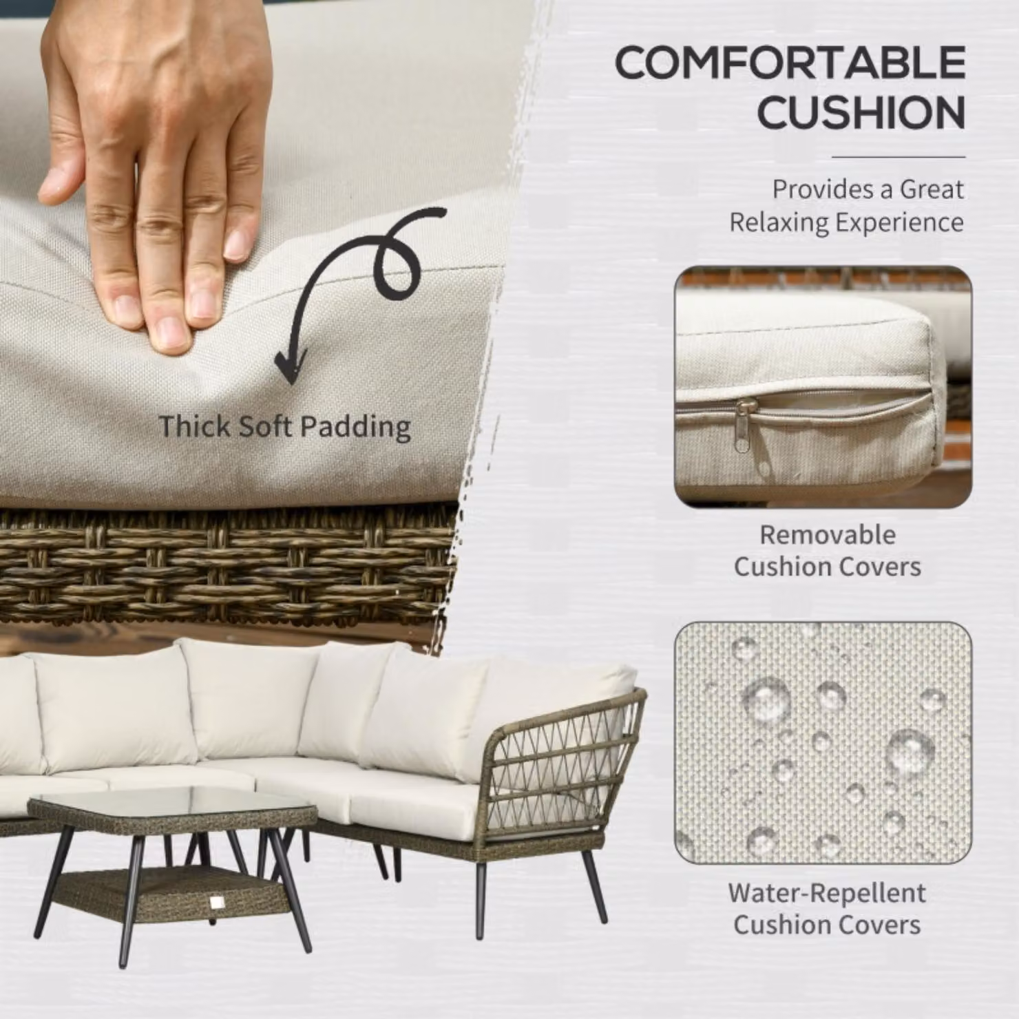 Chilli Seating Bali Rattan Wicker Corner Sofa in Beige – 2