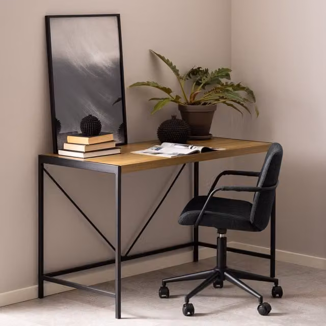 Furniture To Go Bahamas Industrial Writing Desk in Black and Oak