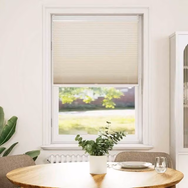 Berkfield Home Single Pleat Plisse Blind in Beige, W: 90 cm, H: 100 cm