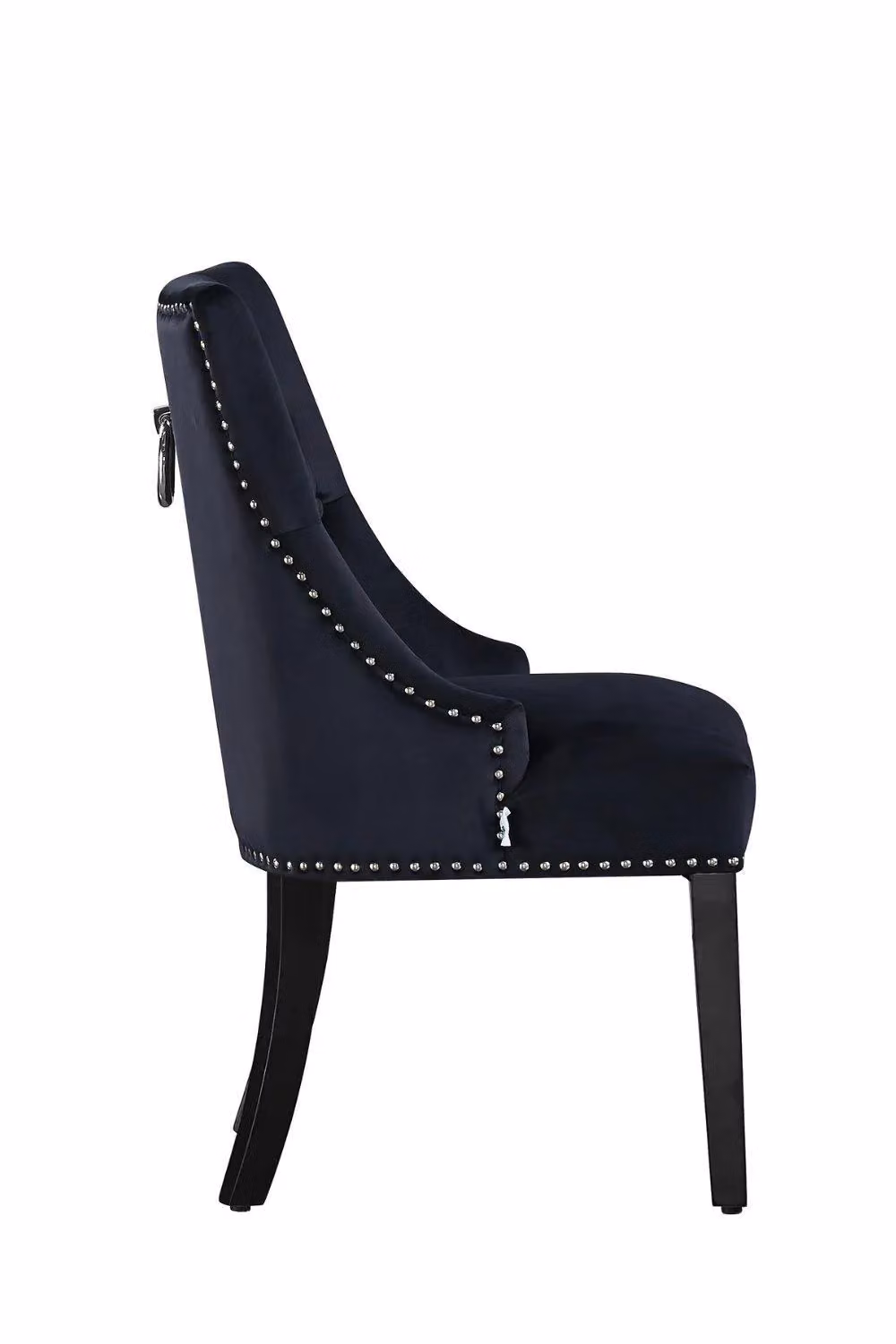 Life Interiors Single Velvet Dining Chair with Button Tufting and Wood Legs in Black – 3