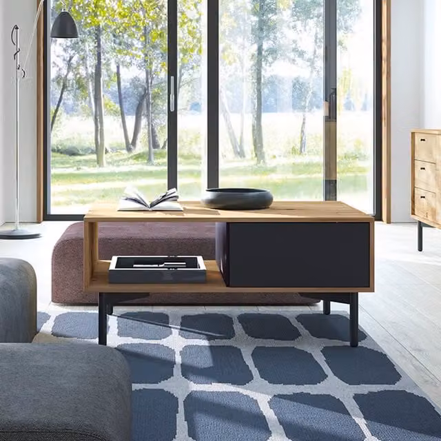 Abakus Direct Scandinavian Rectangular Coffee Table in Black and Brown