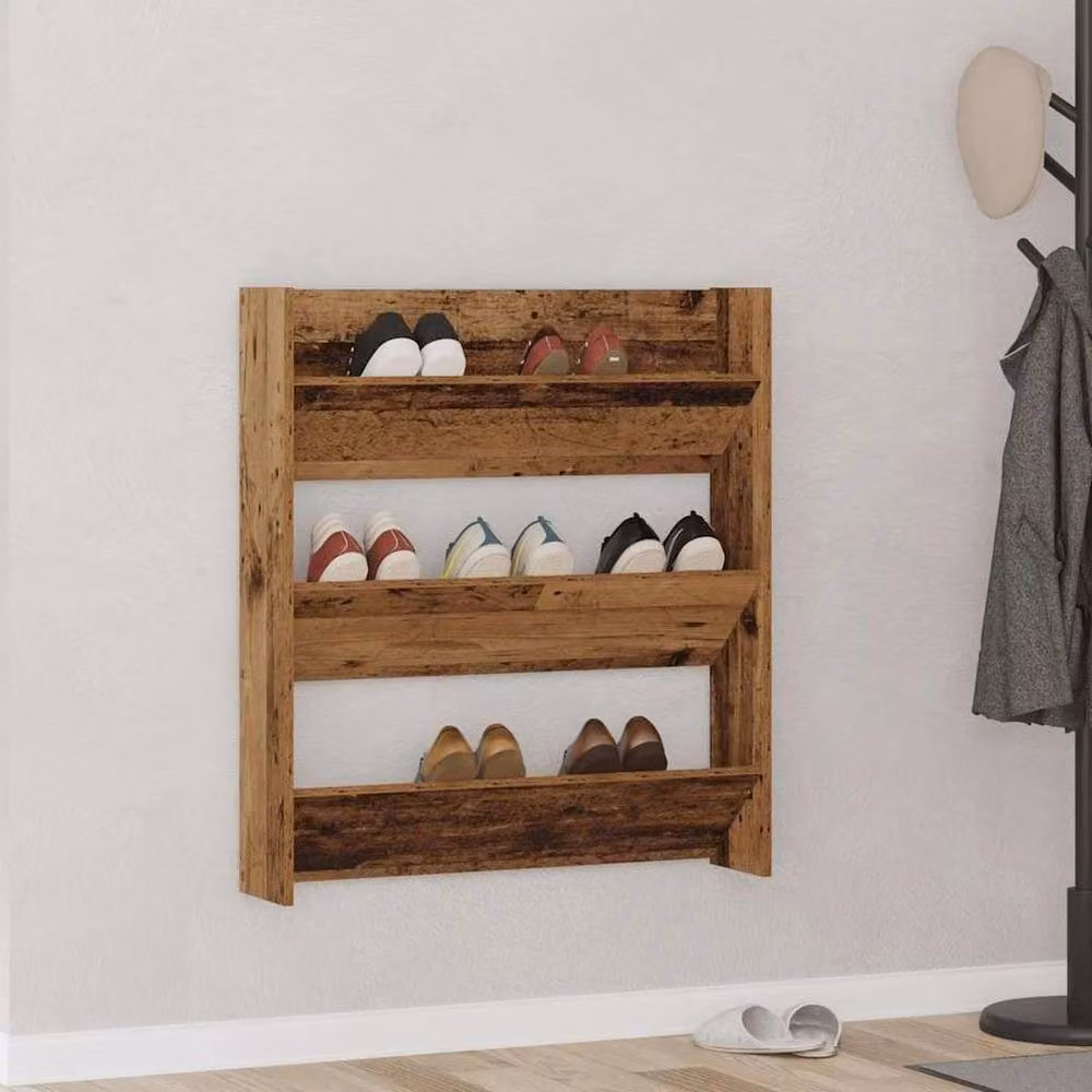 FORGEVIO Wall Mounted Shoe Cabinet in Light Oak, W/D/H: 80 x 18 x 90 cm – 3