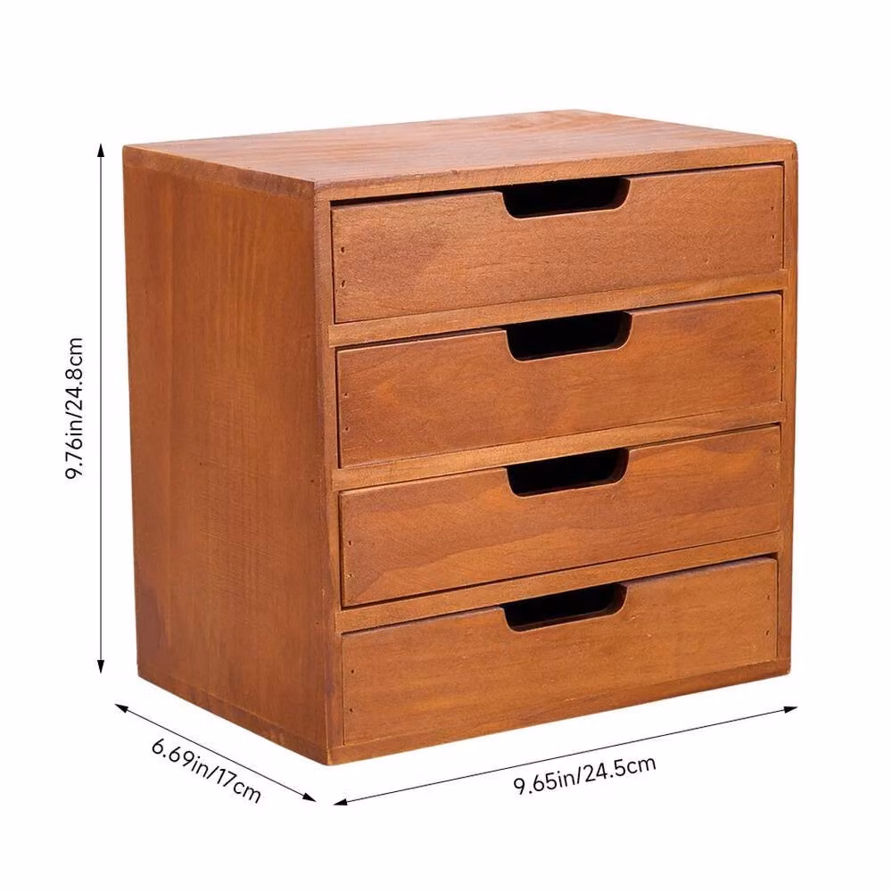 FORGEVIO 4 Drawer Wood Storage Tower Unit in Antique Brown – 3
