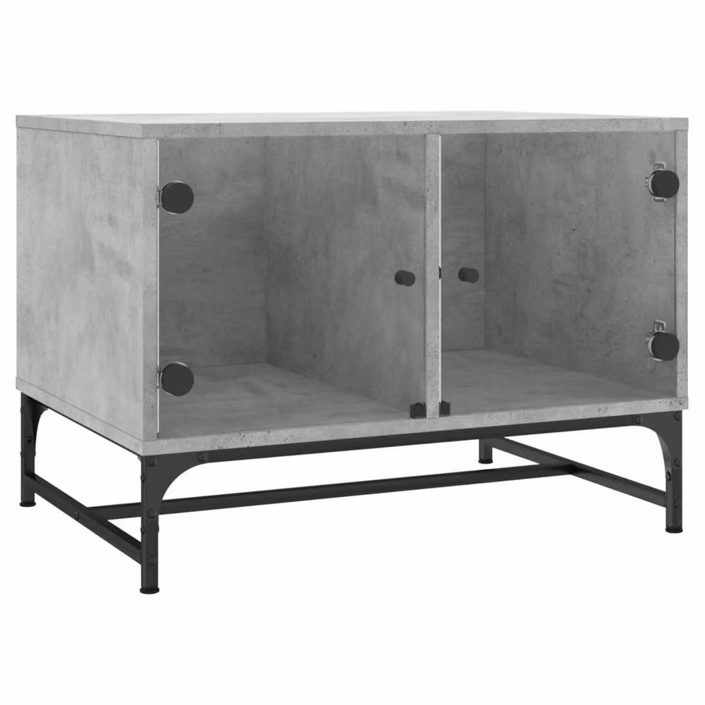 Berkfield Home Modern Coffee Table with Glass Doors in Concrete Grey, W/D/H: 68.5 x 50 x 50 cm – 3