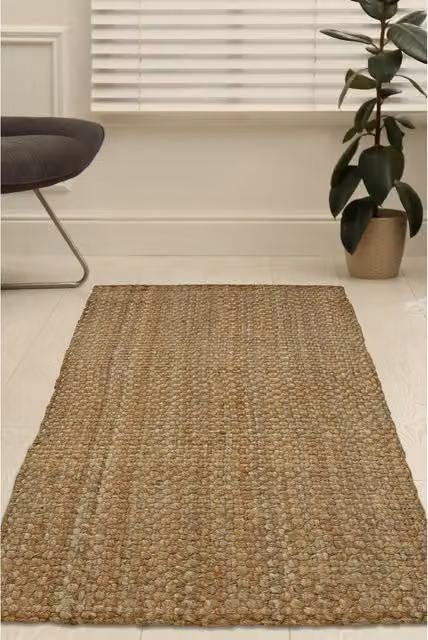 Charles Bentley Woven Jute Hallway Runner Rug in Beige and Yellow, W: 60 cm, L: 180 cm