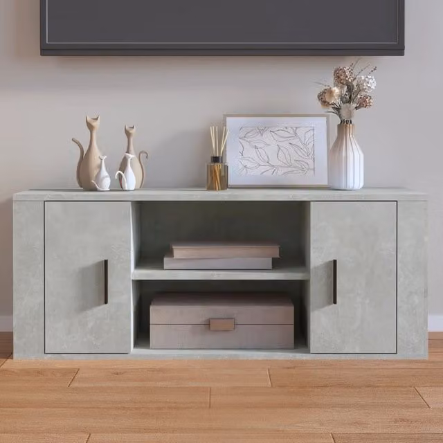 Berkfield Home Modern TV Cabinet in Concrete Grey, W/D/H: 100 x 35 x 40 cm