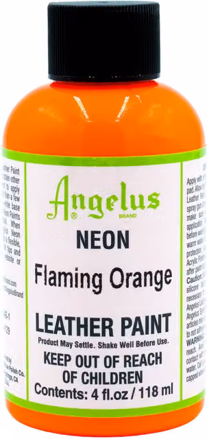 Angelus Acrylic Leather Paint in Neon Flaming Orange, 118 ml