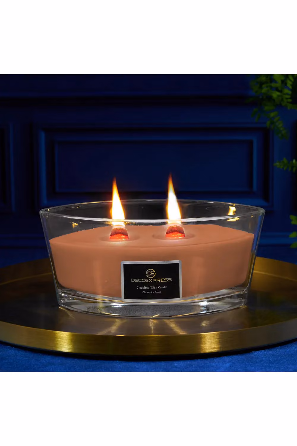 Deco Express Clementine Spice Scented Woodwick Candle in Brown – 9