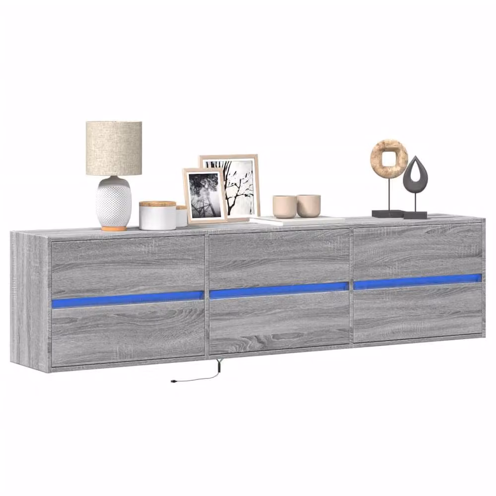 Berkfield Home LED TV Wall Cabinet in Grey Sonoma, W/D/H: 180 x 31 x 45 cm – 2