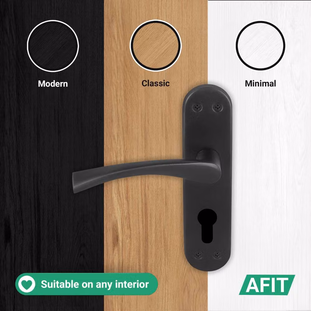 AFIT Novi Black Euro Thumbturn Cylinder Handle Lock and Hinges Set, 150 x 150 mm – 5