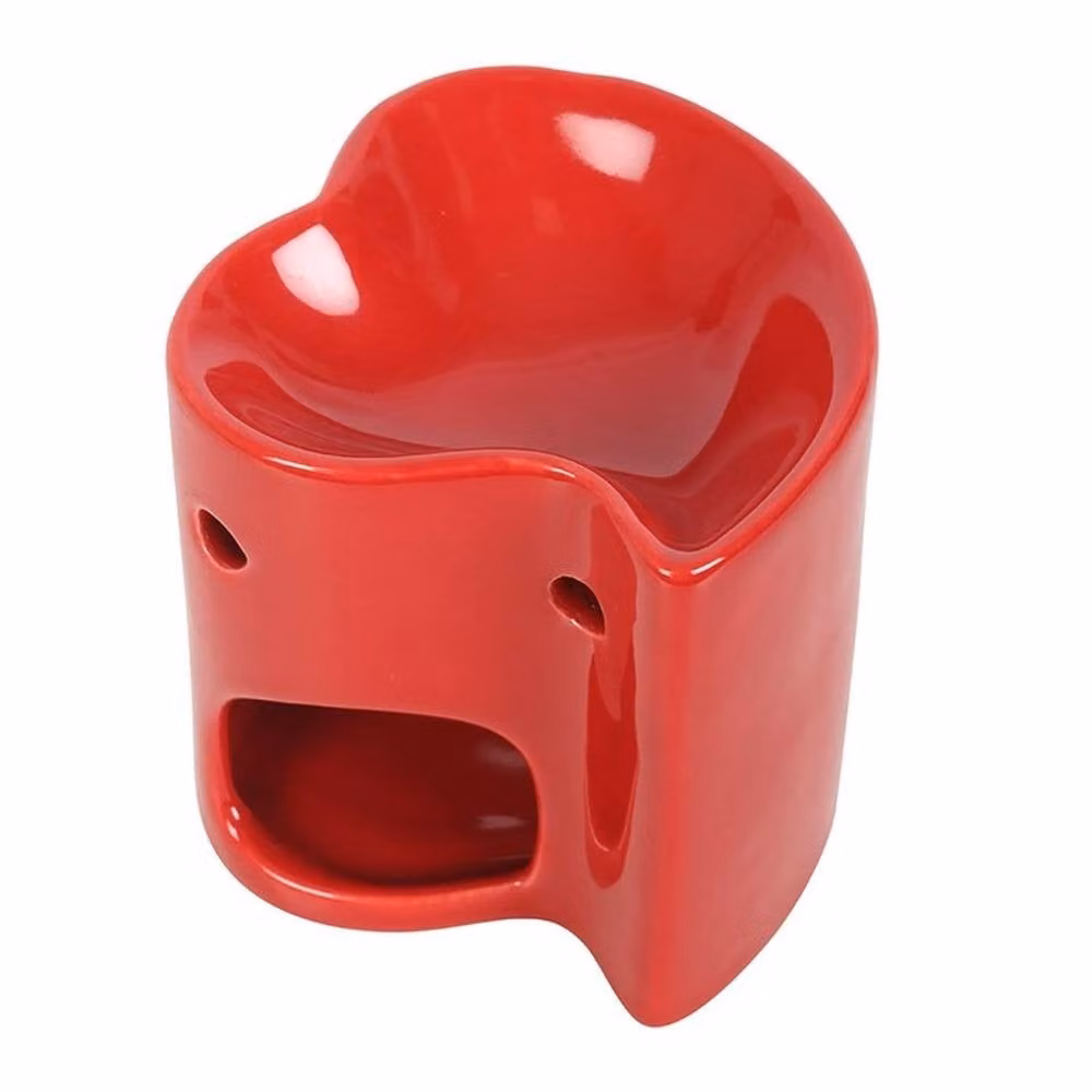 Uniqueful Red Ceramic Heart Oil Burner and Wax Warmer for Tealights – 2