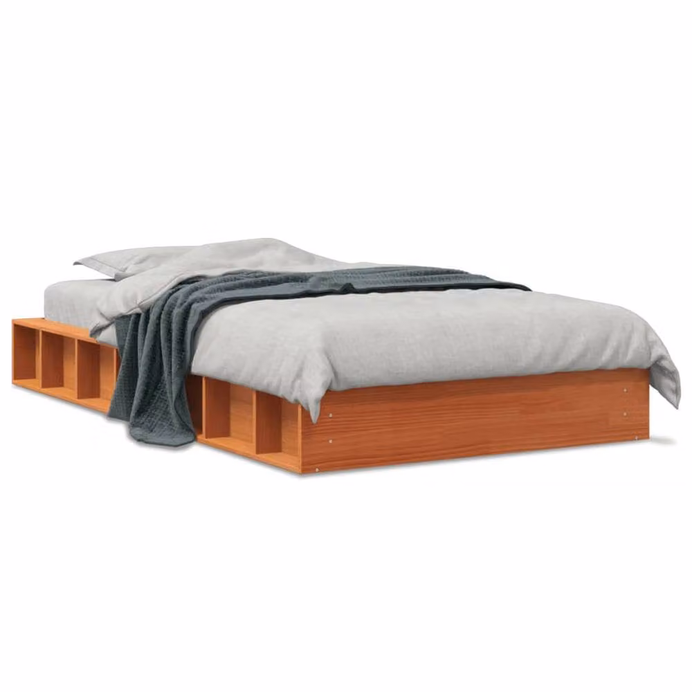 Berkfield Home Beautiful Solid Wood Pine Bed Frame in Waxed Brown, W/D/H: 100 x 200 cm – 3