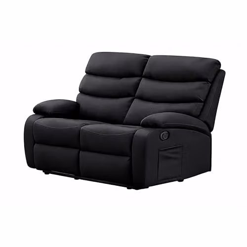 Kidsaw Sussex 2 Seater Manual Recliner Sofa in Black Faux Leather