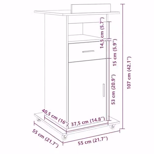vidaXL Podium in Black Oak Engineered Wood, W/D/H: 55 x 55 x 107 cm – 3
