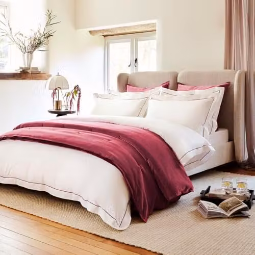 Christy Premium Mako Satin Cotton Duvet Cover and Pillowcase Set, Pink, 200 x 200 cm, 500 Thread Count