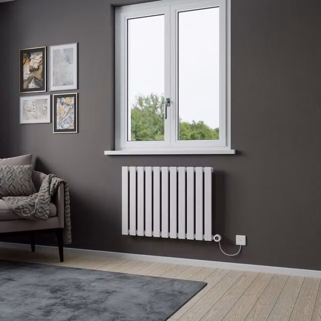 Agadon Lola Electric Designer Panel Radiator in White, W: 1600 mm, H: 372 mm – 1