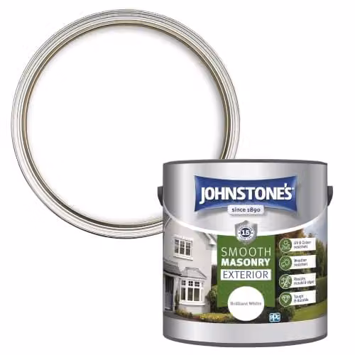 Johnstone's Exterior Smooth Masonry Paint, White, 2.5L