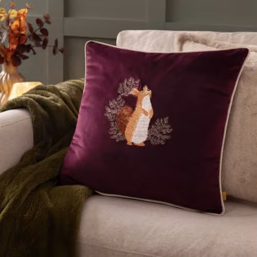 Pineberry Forest Purple Velvet Square Cushion W/D/H: 45 x 45 x 45 cm – 5