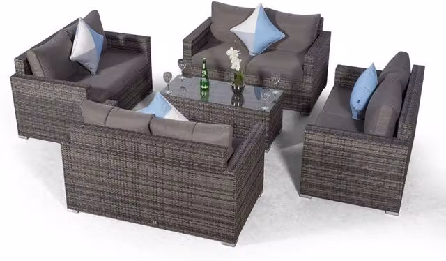 Giardino Sydney 8 Seater Rattan Conversation Sofa Set in Grey
