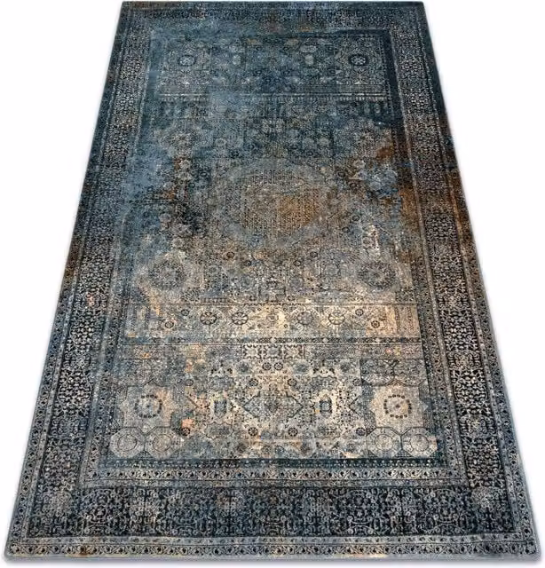 RugsX Wool Omega Abstract Retro Rug in Blue, W: 170 cm, D: 235 cm