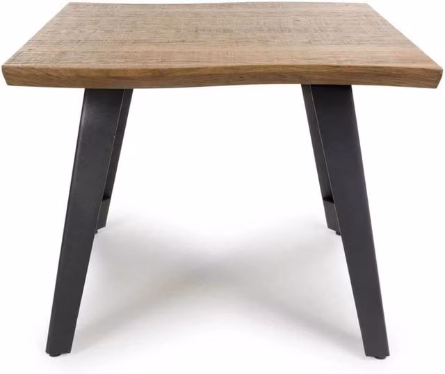 KORVIXA Modern Side Table with Black Metal Frame and Brown Oak Effect Finish, W: 100 cm x D: 100 cm – 1