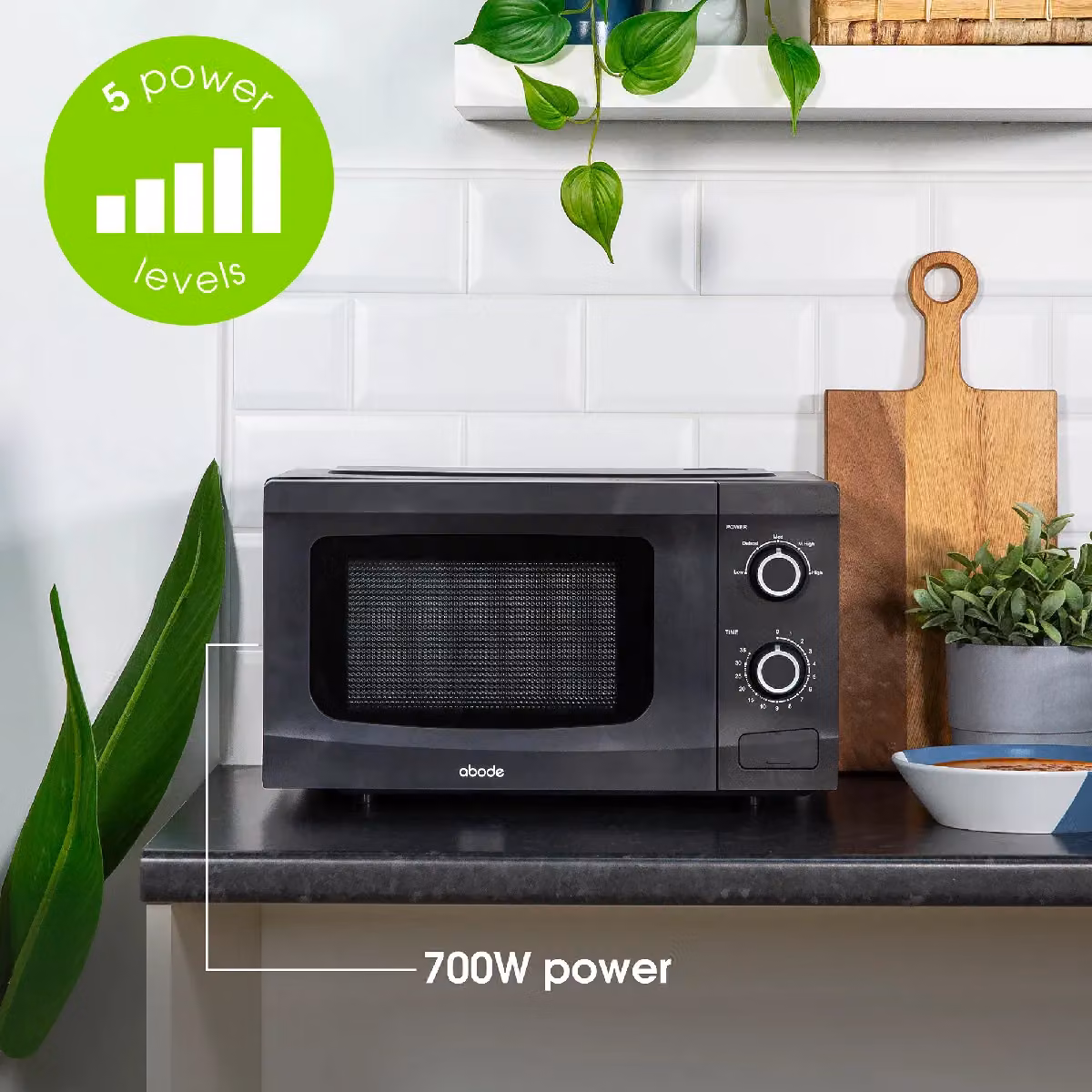 Abode AMM2001-M 20 Litre 700W Manual Solo Microwave in Black – 3