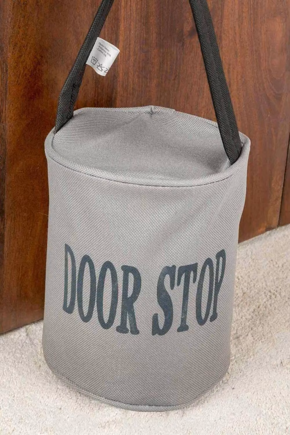 Homescapes Grey and Black Filled Fabric Door Stop with Handle – 4