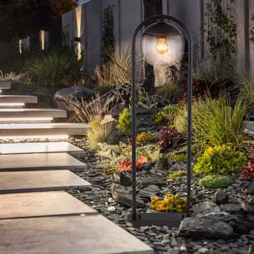 Netlighting Michael Outdoor Bollard Floor Lamp in Black with Smoke Glass Sphere, IP44, 1x E27, W/D/H: 20 x 20 x 100 cm – 3