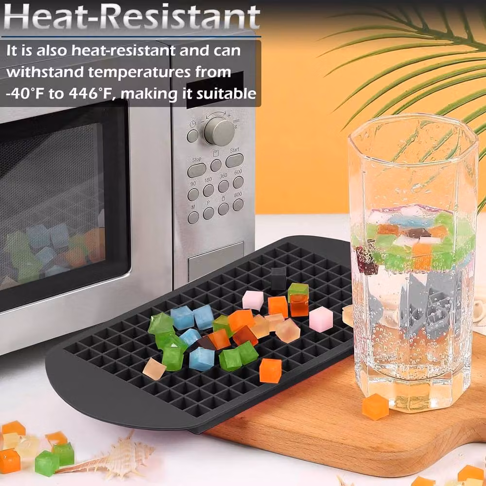 ATEK Silicone Ice Cube Tray Set with Lid in Black – 6