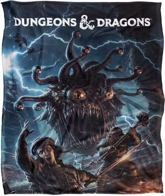Hasbro Dungeons and Dragons Monster Manual Art Fleece Blanket, Multicolour, W/D/H: 152 x 127 cm – 6