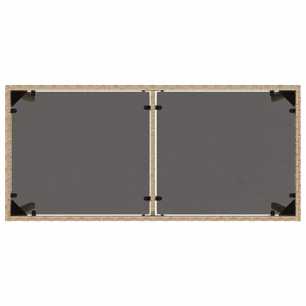 Berkfield Home Modern Poly Rattan Garden Table with Glass Top, Beige, W/D/H: 115 x 54 x 74 cm – 3