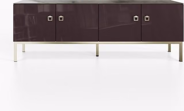 Frank Olsen Lyra 1500 Modern TV Cabinet in Purple with Glass, Metal and Integrated Lighting