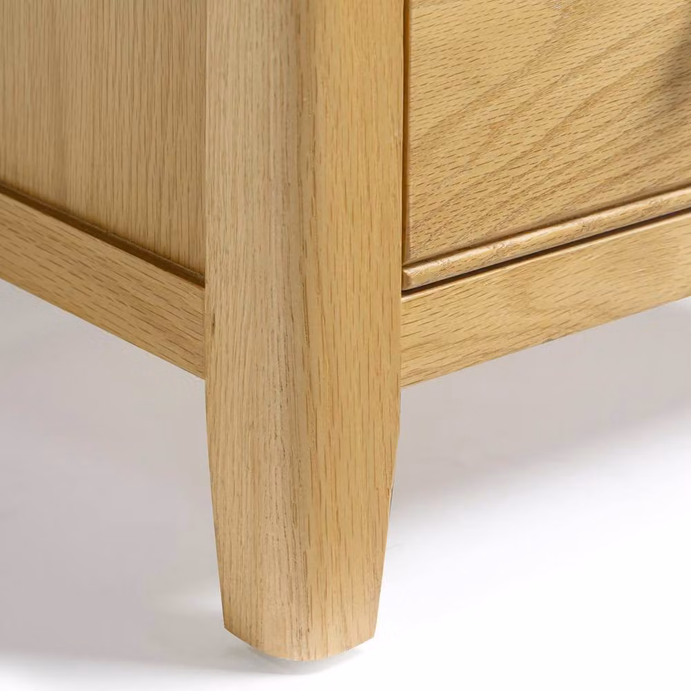 FurnitureboxUK Belle 2 Drawer Solid Oak Wood Slim Bedside Table in Light Brown – 3