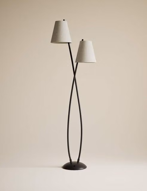M&S Rechargeable Curved Double Floor Lamp in Black