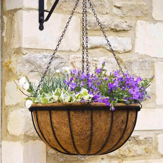 Marco Paul Black Hanging Flower Basket Planter, Diameter: 35.56 cm
