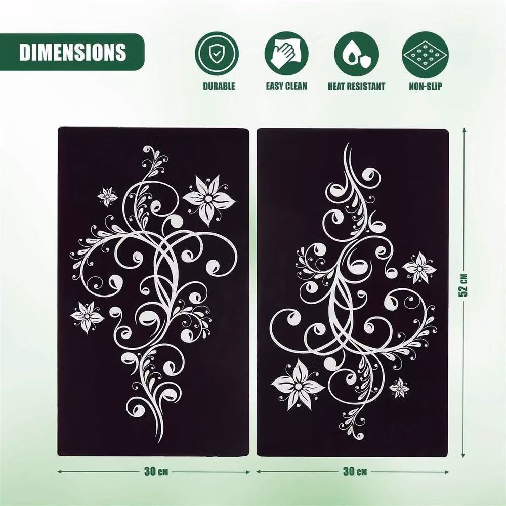 SPETLEK Set of 2 Black Rectangular Glass Chopping Boards with Non-Slip Feet – 2