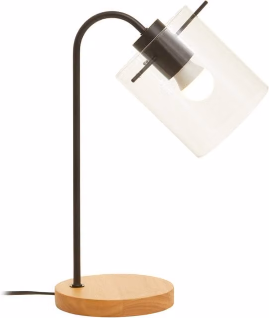 Premier Housewares Orsina LED Curved Table Lamp in Matte Black with Transparent Glass Shade, W/D/H: 40 x 15 x 25 cm – 1