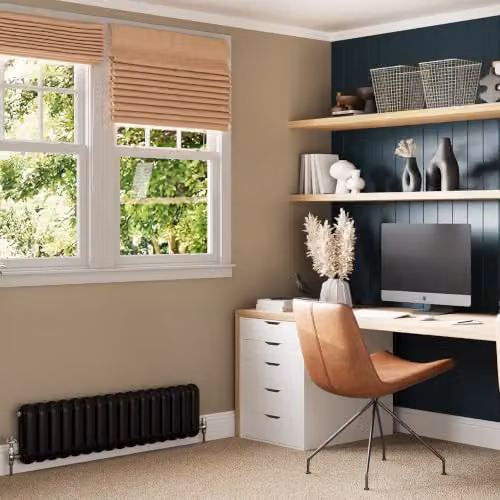 UK Radiators Sherwood Black Round Top 2 Column Traditional Cast-Iron Style Radiator W: 1132 mm, H: 300 mm – 3