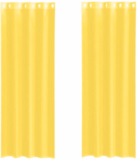 Berkfield Home Yellow Plain Voile Fabric Curtains with Eyelets, 2 Pack