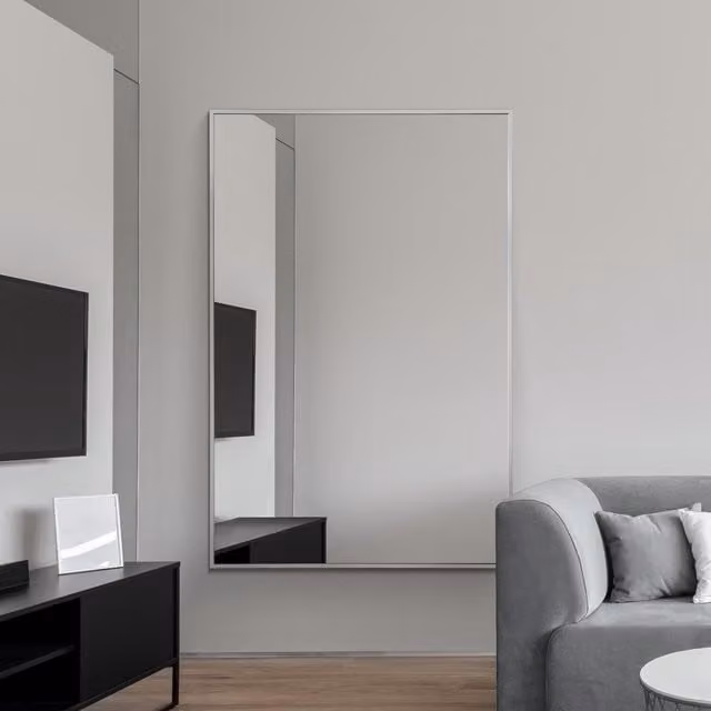 MirrorOutlet Artus Rectangular Wall Mirror with Silver Aluminium Edging