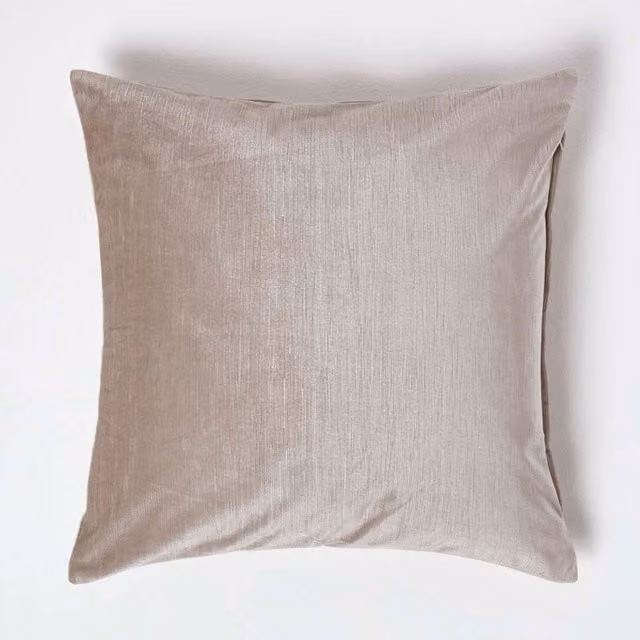 Homescapes Square Velvet Cushion Cover in Beige and Yellow