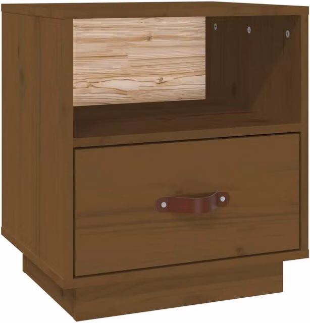 Berkfield Home Rustic Honey Brown Solid Wood Pine Bedside Cabinet W/D/H: 40 x 34 x 45 cm