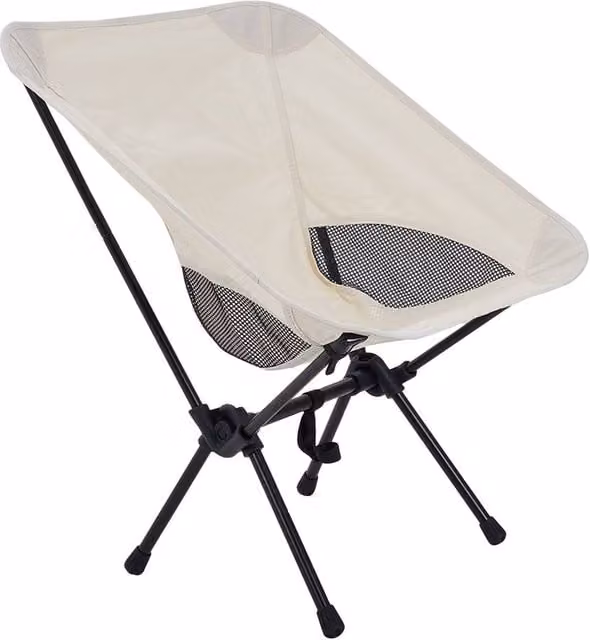 Garden Sanctuary Portable Folding Camping Chair in Beige with Powder Coated Steel Frame and Textilene Fabric