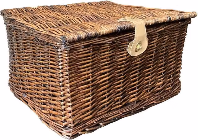 Topfurnishing Picnic Hamper Lidded Rattan Basket with Latch in Brown, W: 34 cm