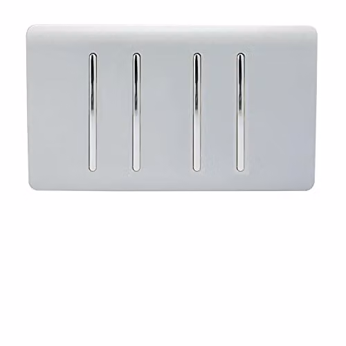Trendi 4 Gang Flush Light Switch, 1x 2 Way & 3x Intermediate, Silver