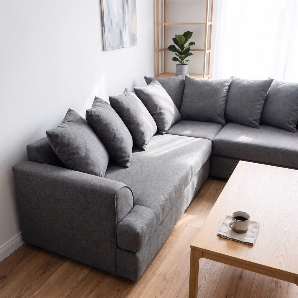 Abakus Direct Ferguson Relaxed Linen L-Shape Corner Sofa in Grey – 2