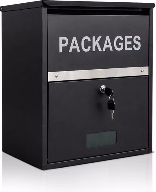 FLAVORA Wall Mounted Lockable Combination Mail and Parcel Box in Black – 1