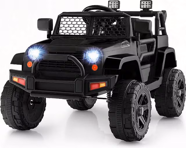 Costway Black Electric Ride on Car Toy with Light and Sound and Rechargeable Battery